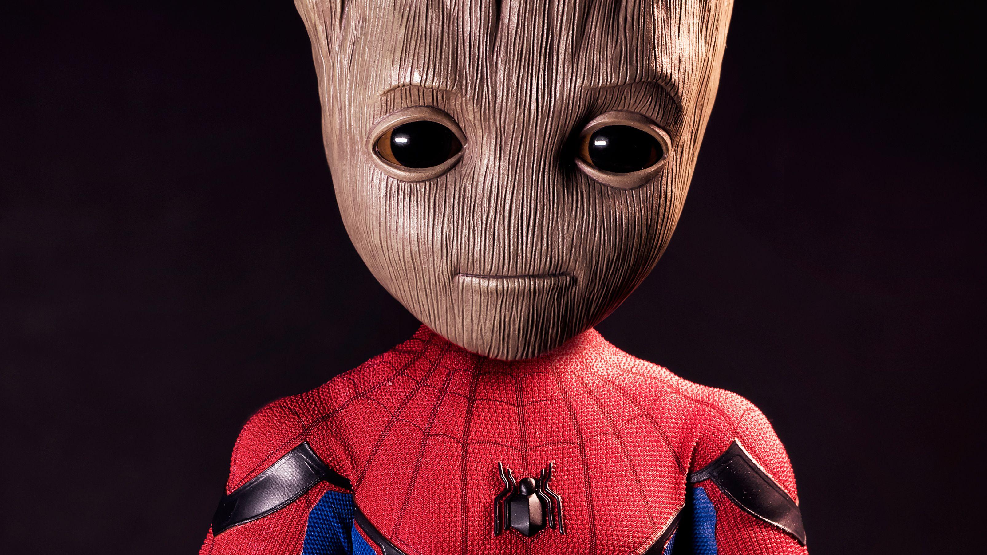 3211x1806 baby groot, spiderman, hd, 4k, superheroes, flickr. Mocah