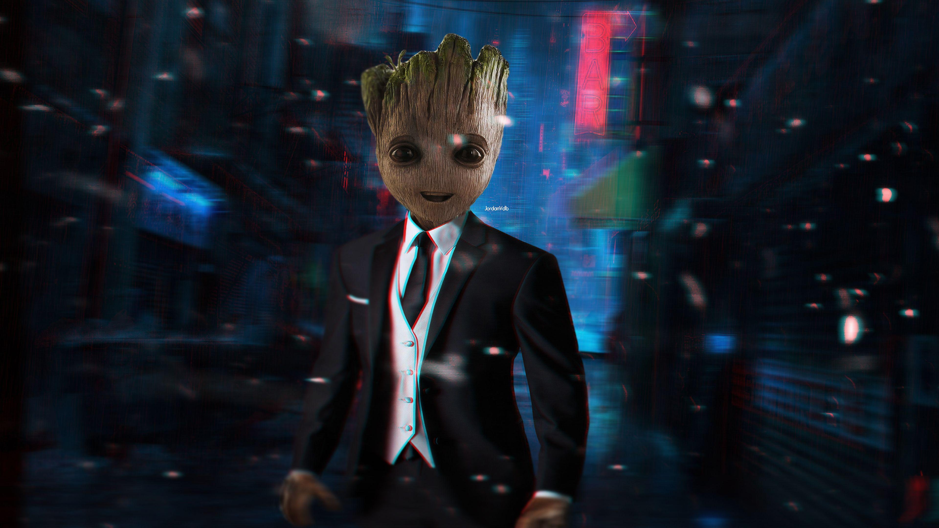 3840x2160 Cute Baby Groot In Suit 4K iPhone XS, iPhone iPhone X