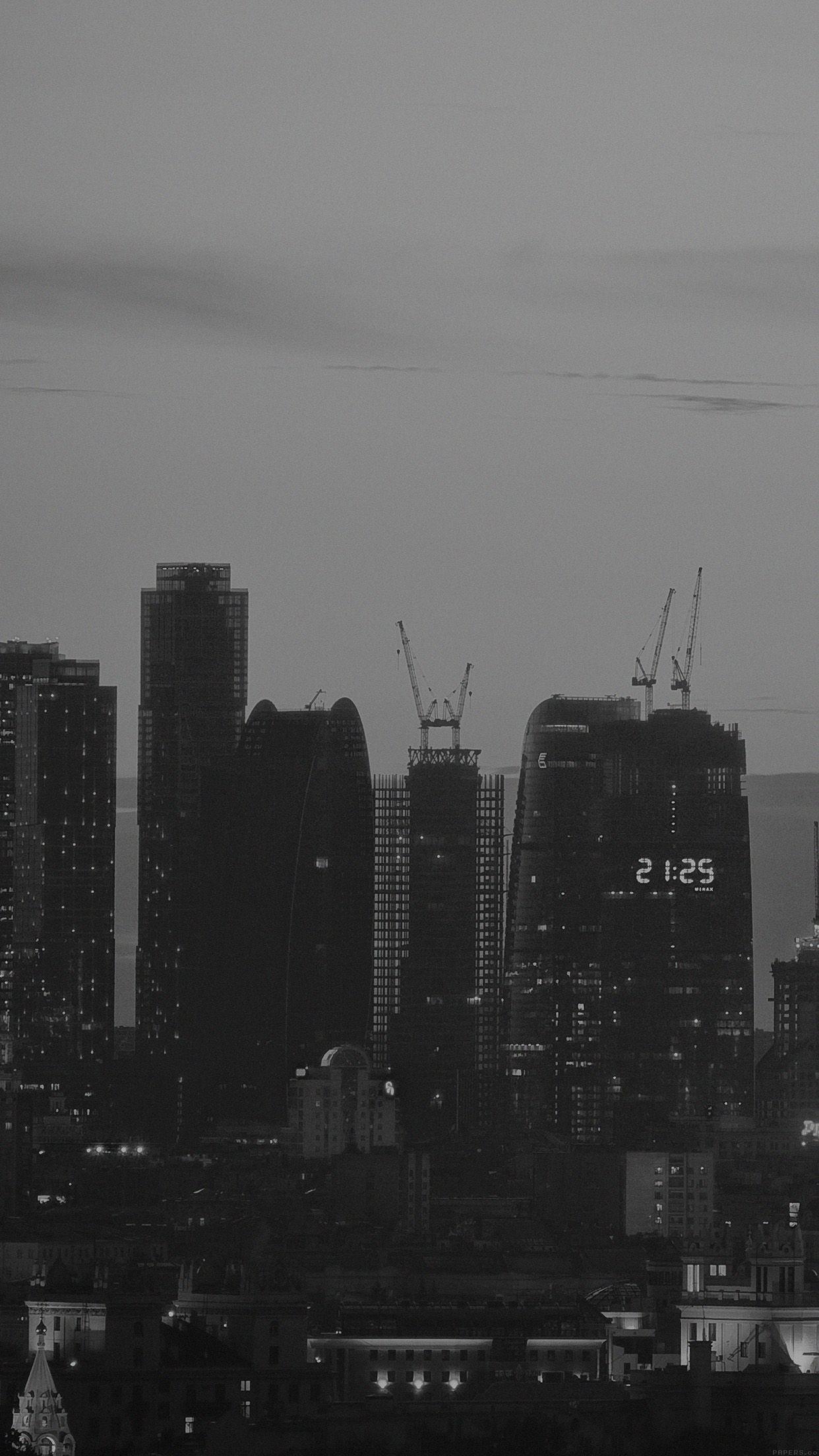 1242x2208 Tower Building City Dark Bw View Nature
