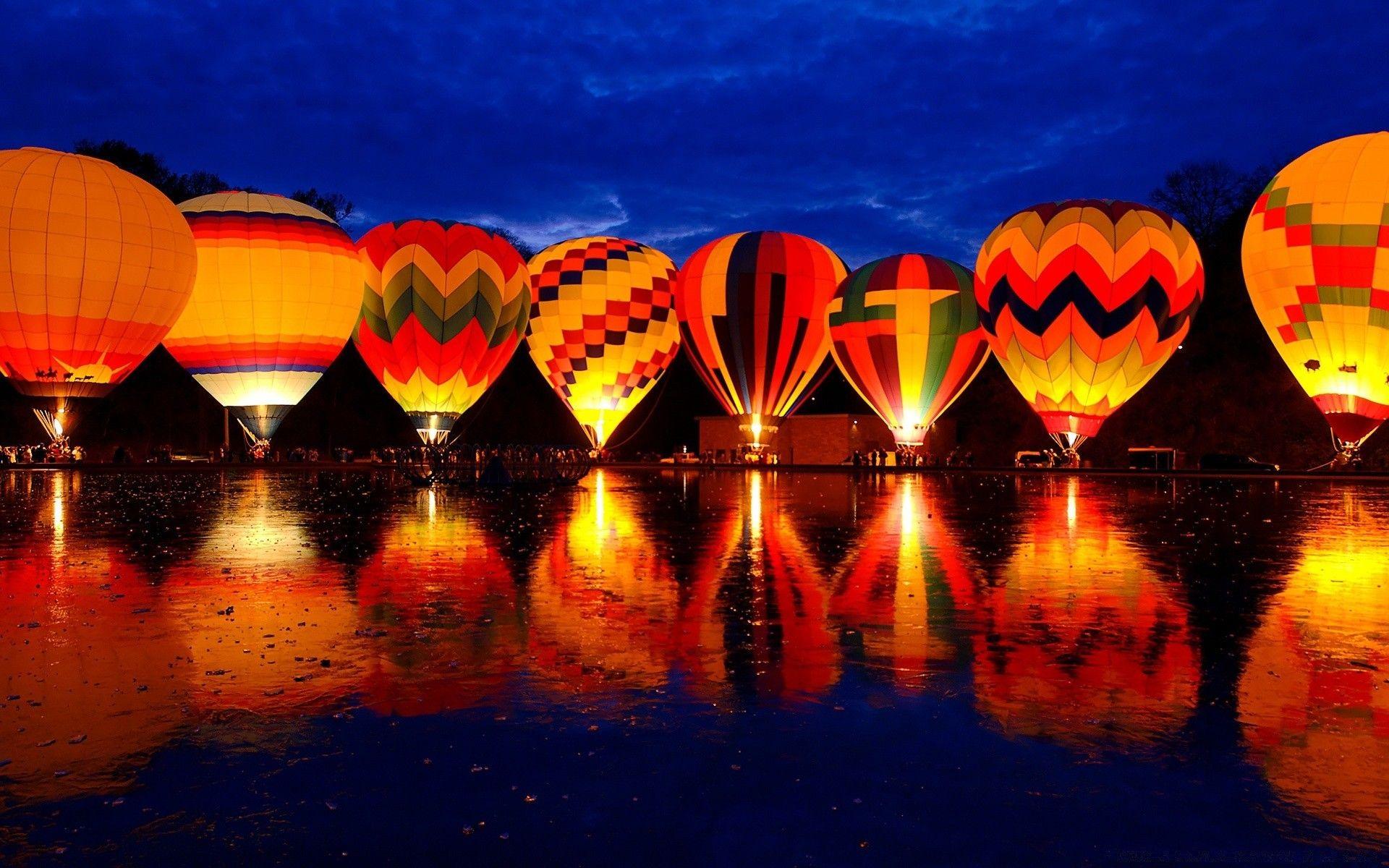 1920x1200 Hot Air Balloon Night Glow