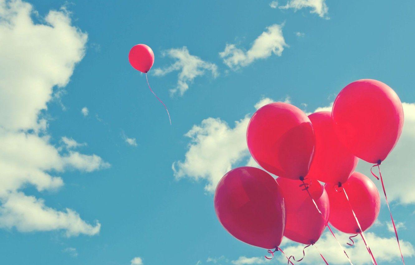 1332x850 Wallpaper the sky, clouds, balls, joy, balloons, background