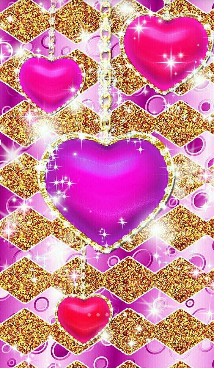 720x1238 Glitter Hearts Wallpaper