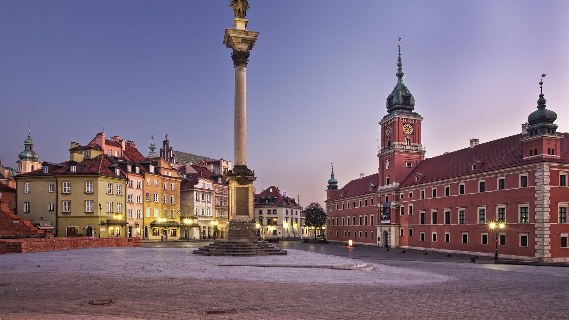 1920x1080 Wallpaper Europe, Poland, Warsaw, city, dusk, lights 1920x1200 HD Picture, Image