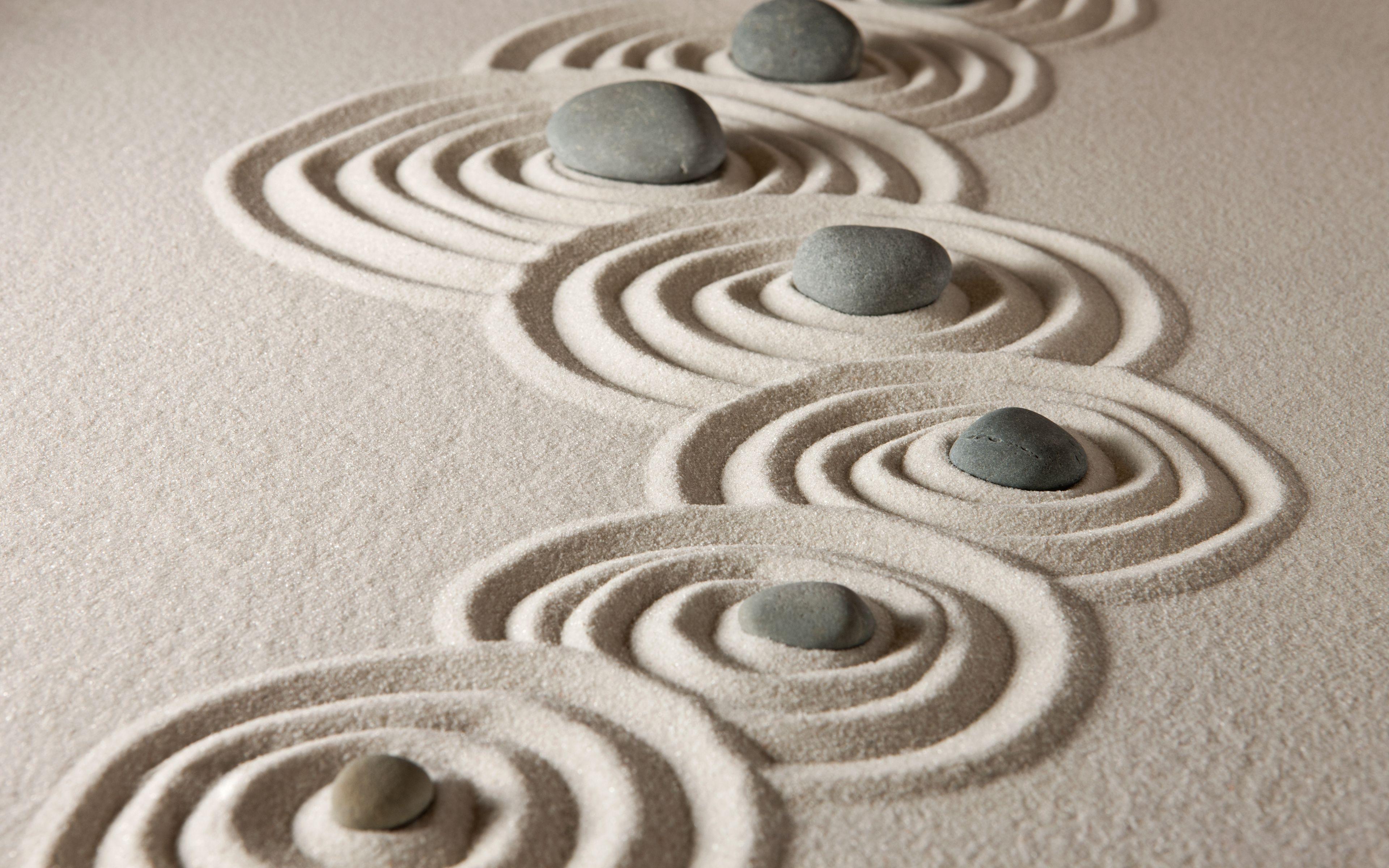 3840x2400 Download Stones and sand, rocks, zen, pattern wallpaper, 3840x2400