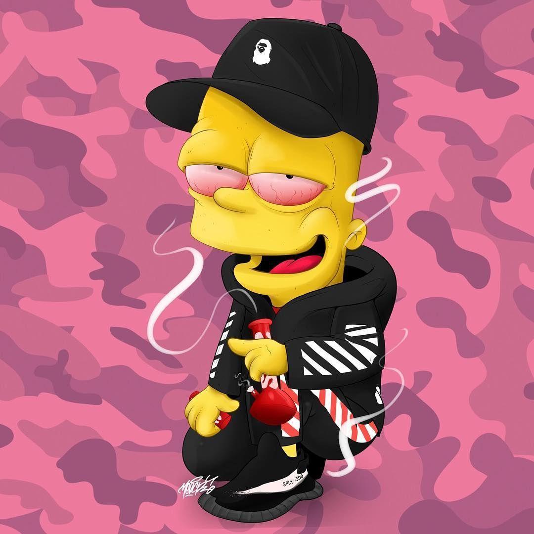 Bart Simpson High On Smoking Cannabis Joint Face Mask Saiyan Stuff