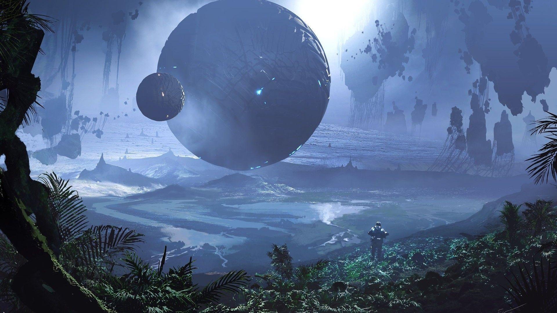 1920x1080 Download 1920x1080 Sci Fi, Planet, Grass, Plants Wallpaper
