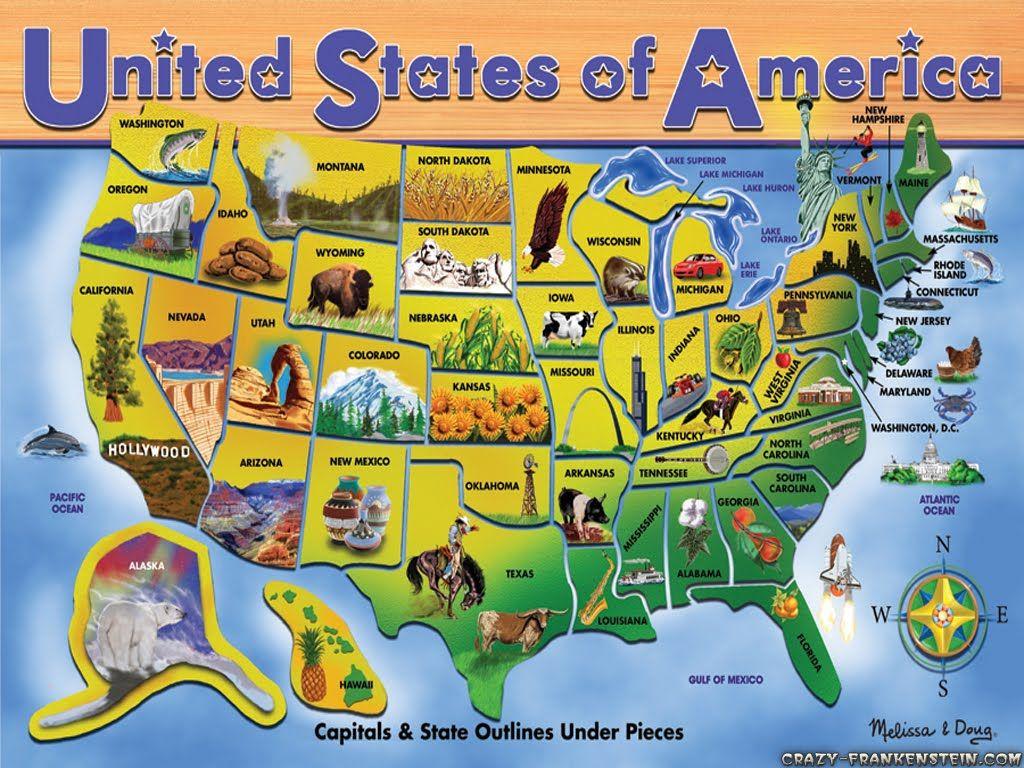 1024x768 United States Map Wallpaper