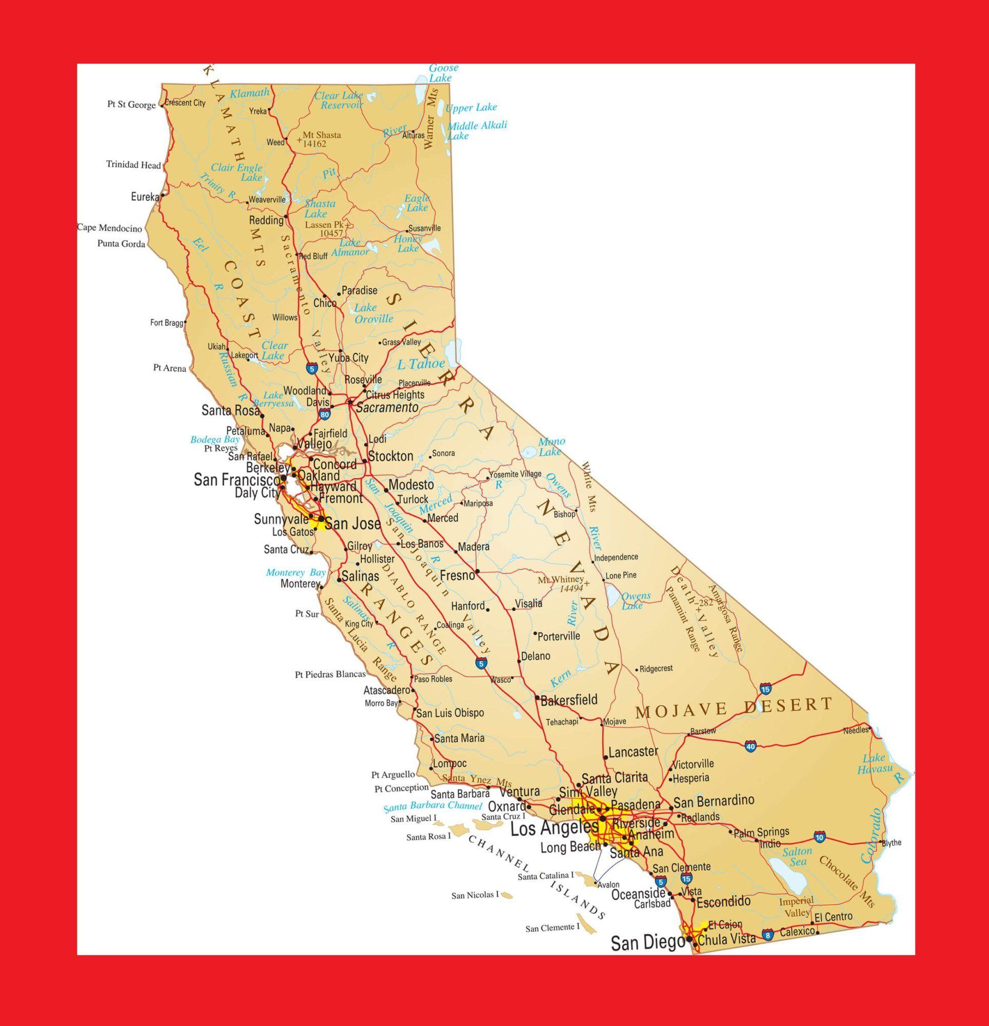 1928x2000 California Political Map. Large Printable and Standard Map