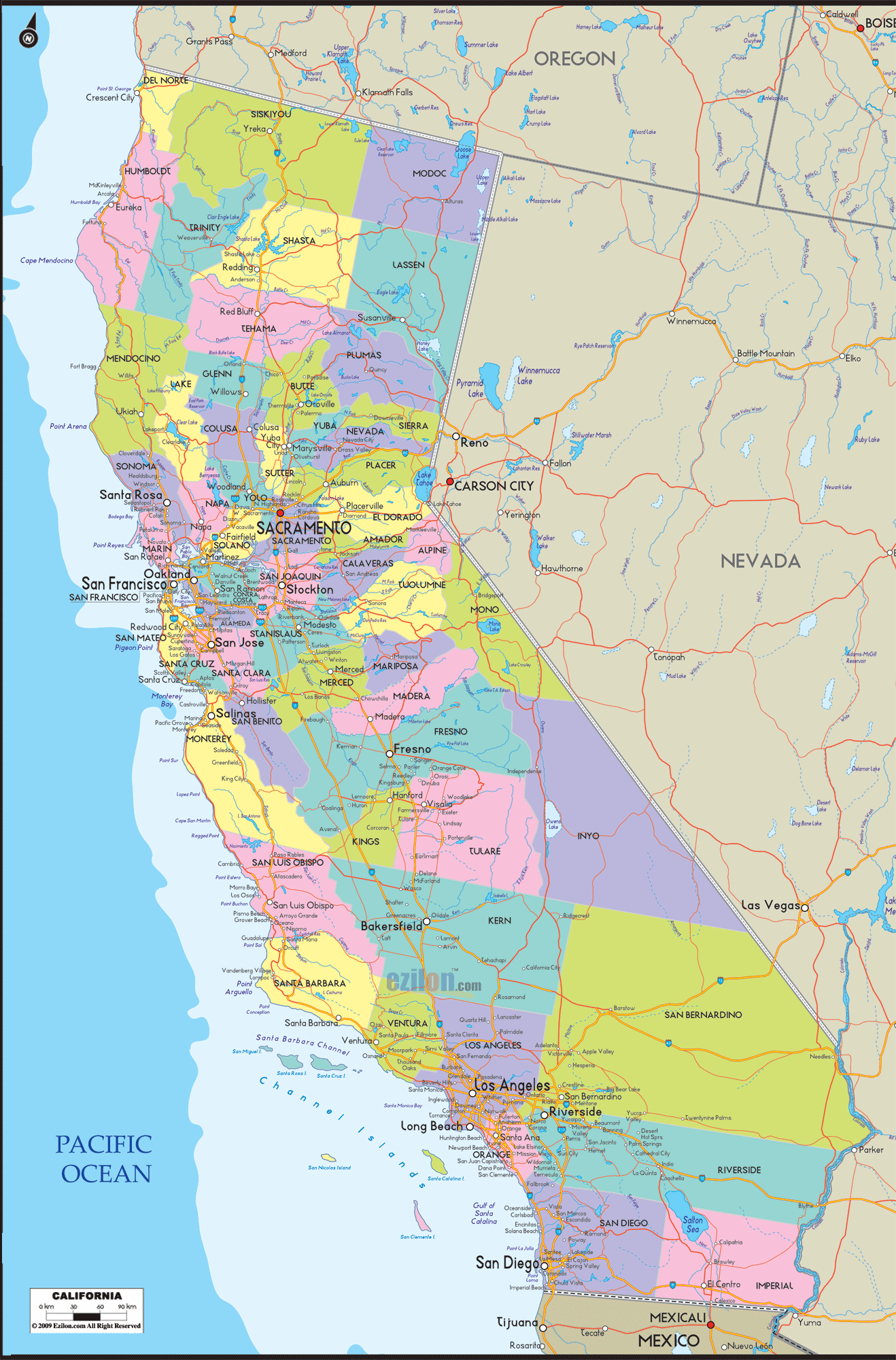 1318x2000 map of california Large Image