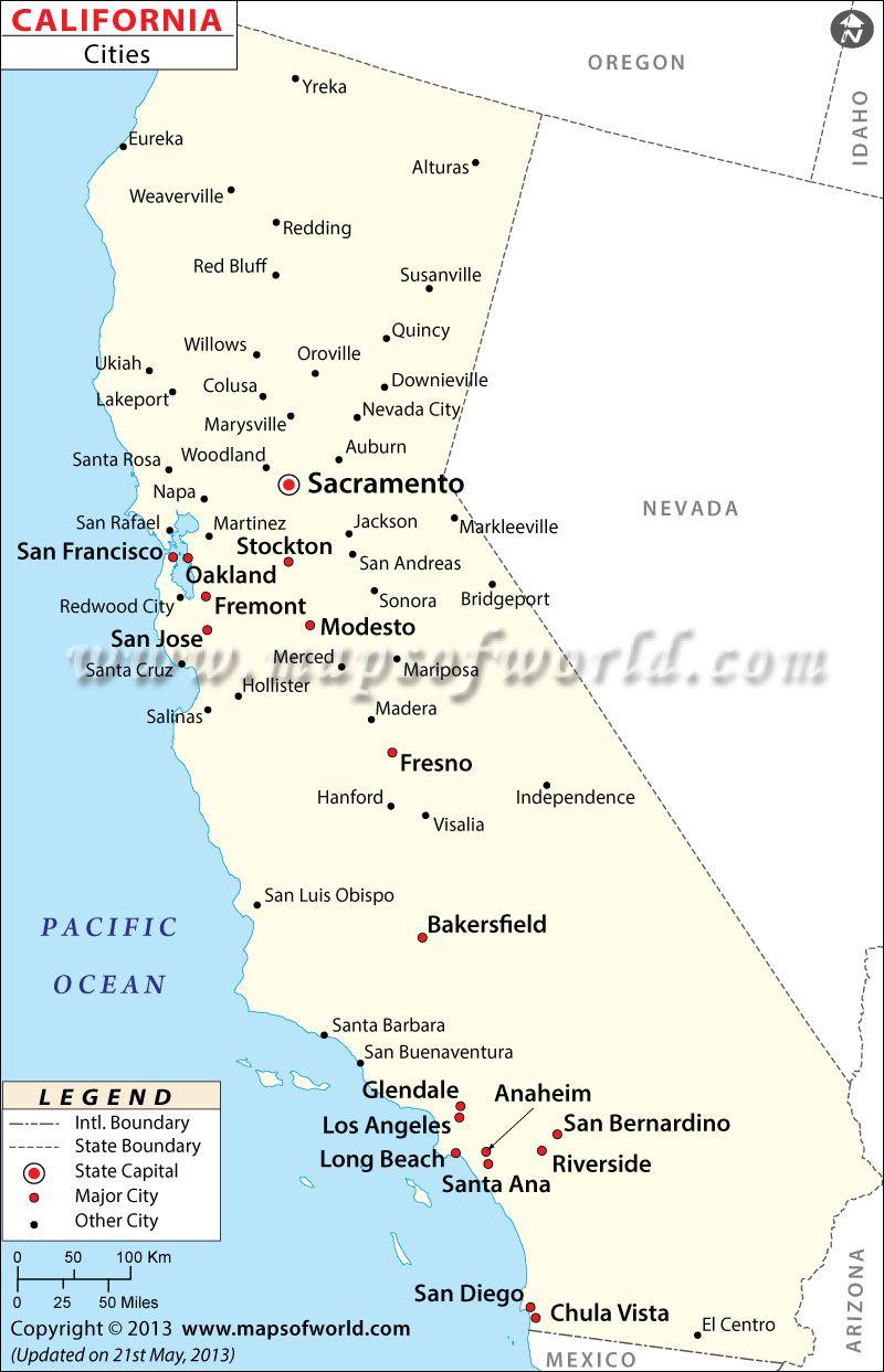 800x1243 map of california cities Large Image