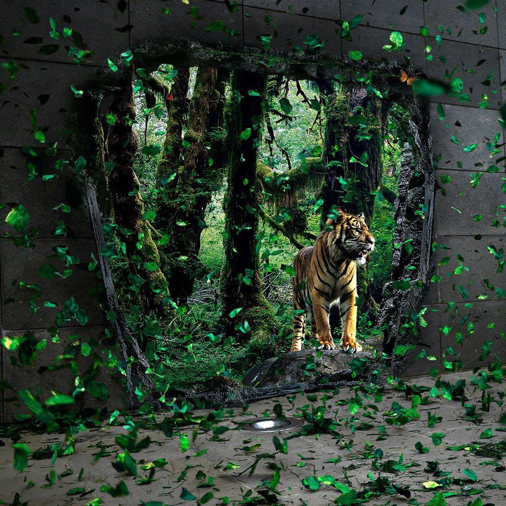 1024x1024 3D Abstract Jungle City IPhone HD Wallpaper Free