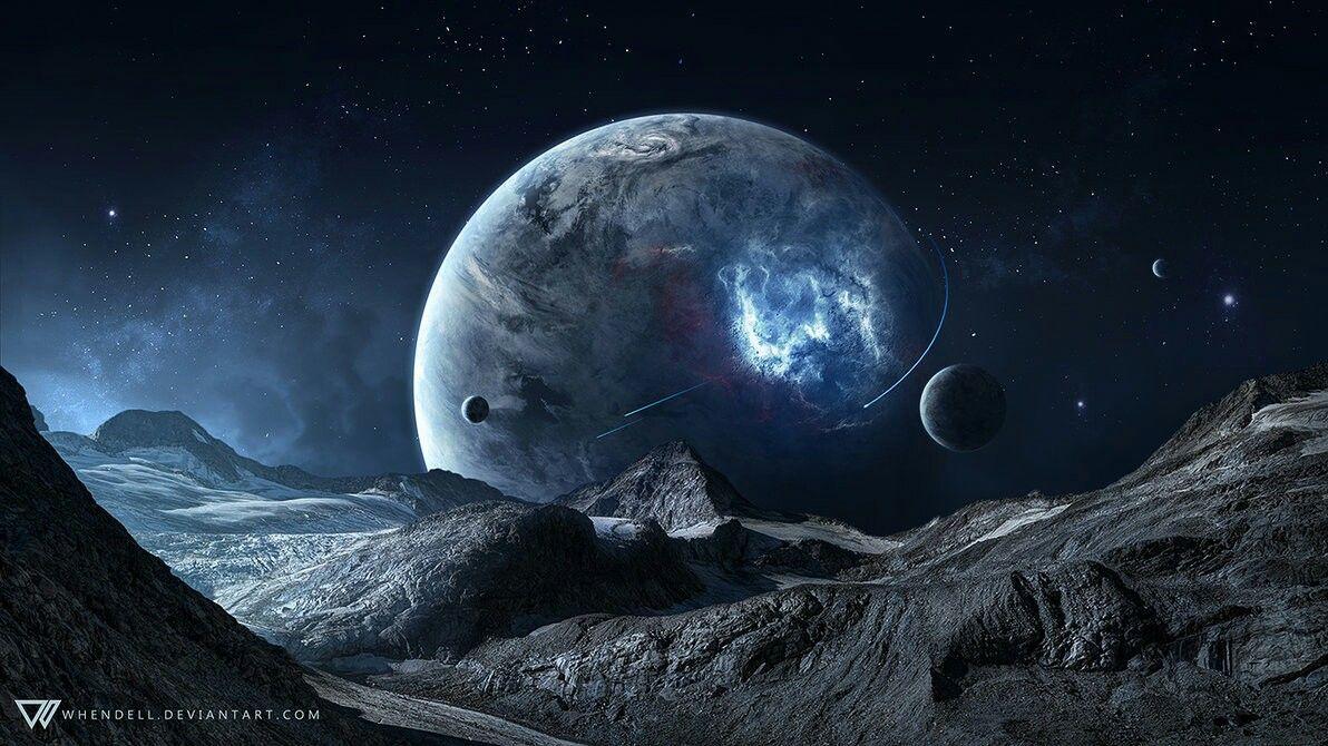 1192x670 Scifi planet. Space art, Blue space, Planets wallpaper