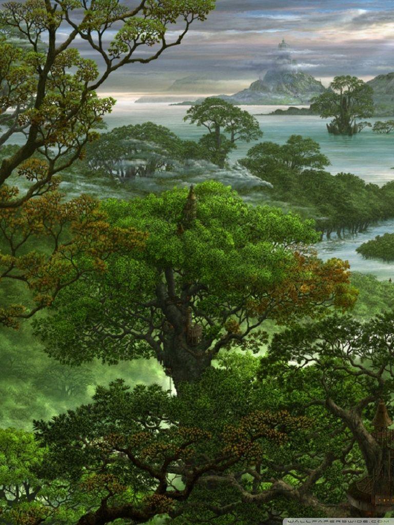 768x1024 Fantasy Jungle Ultra HD Desktop Background Wallpaper for 4K UHD TV