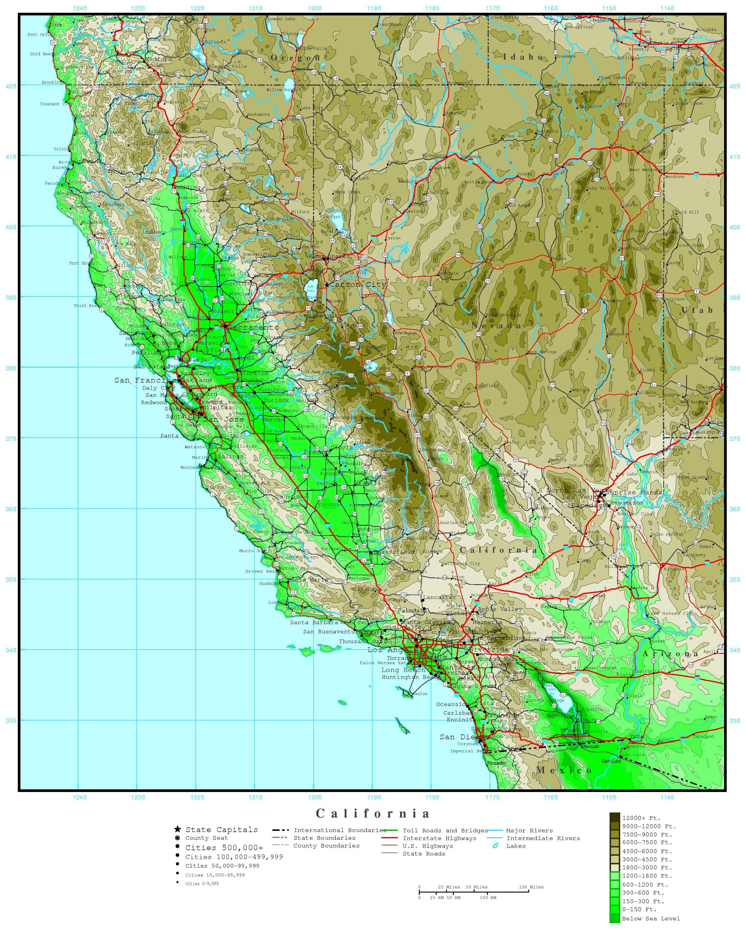 2515x3133 California Elevation Map