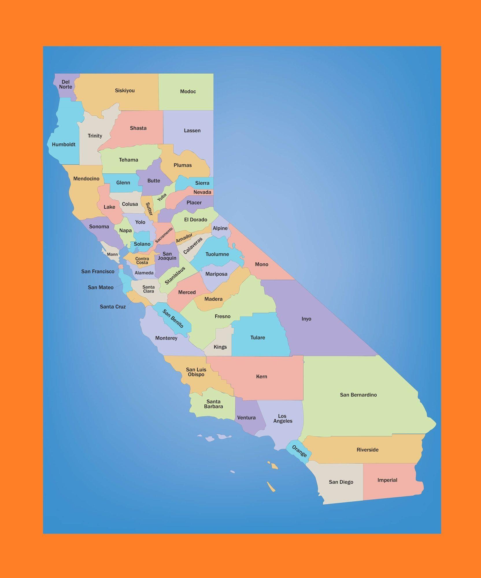 1664x2000 California County Map. Large Printable and Standard Map