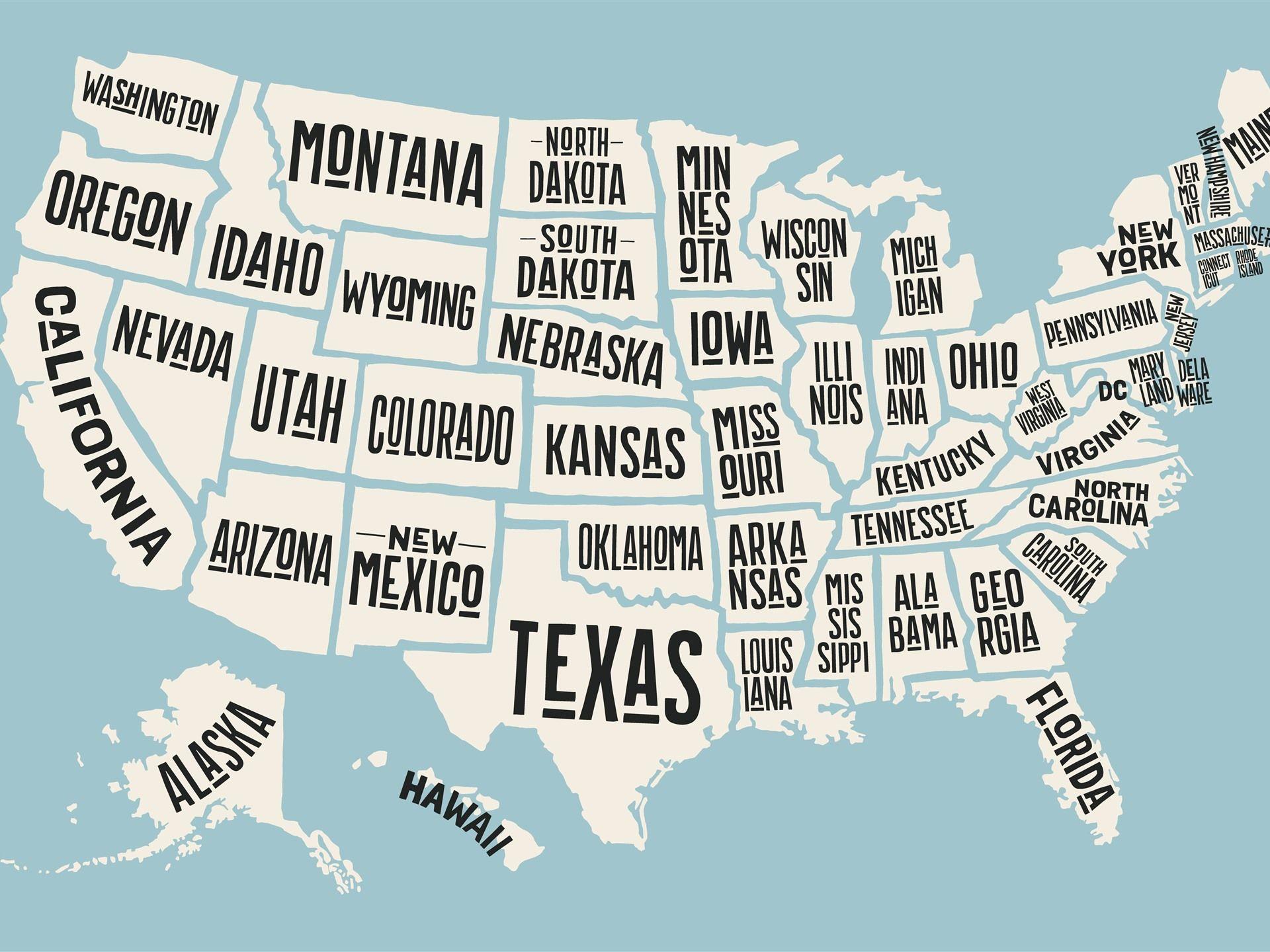 1920x1440 USA Map, State Name, Creative Picture 1242x2688 IPhone 11 Pro XS