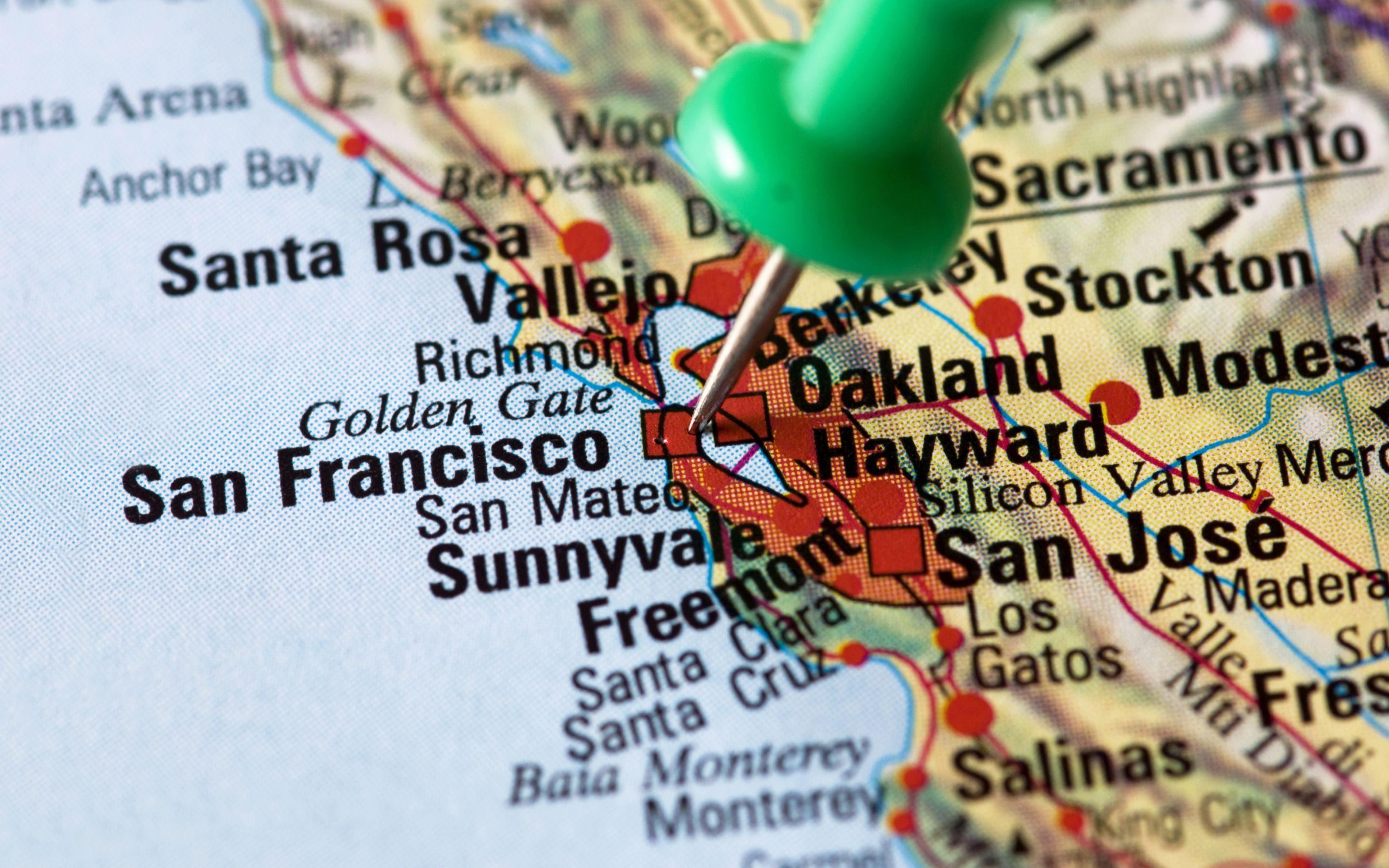 2880x1800 Download wallpaper San Francisco, map pointer, California, USA