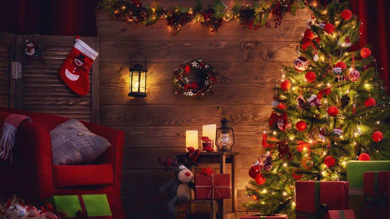 1366x768 Download 1366x768 wallpaper christmas tree, holiday, decorations