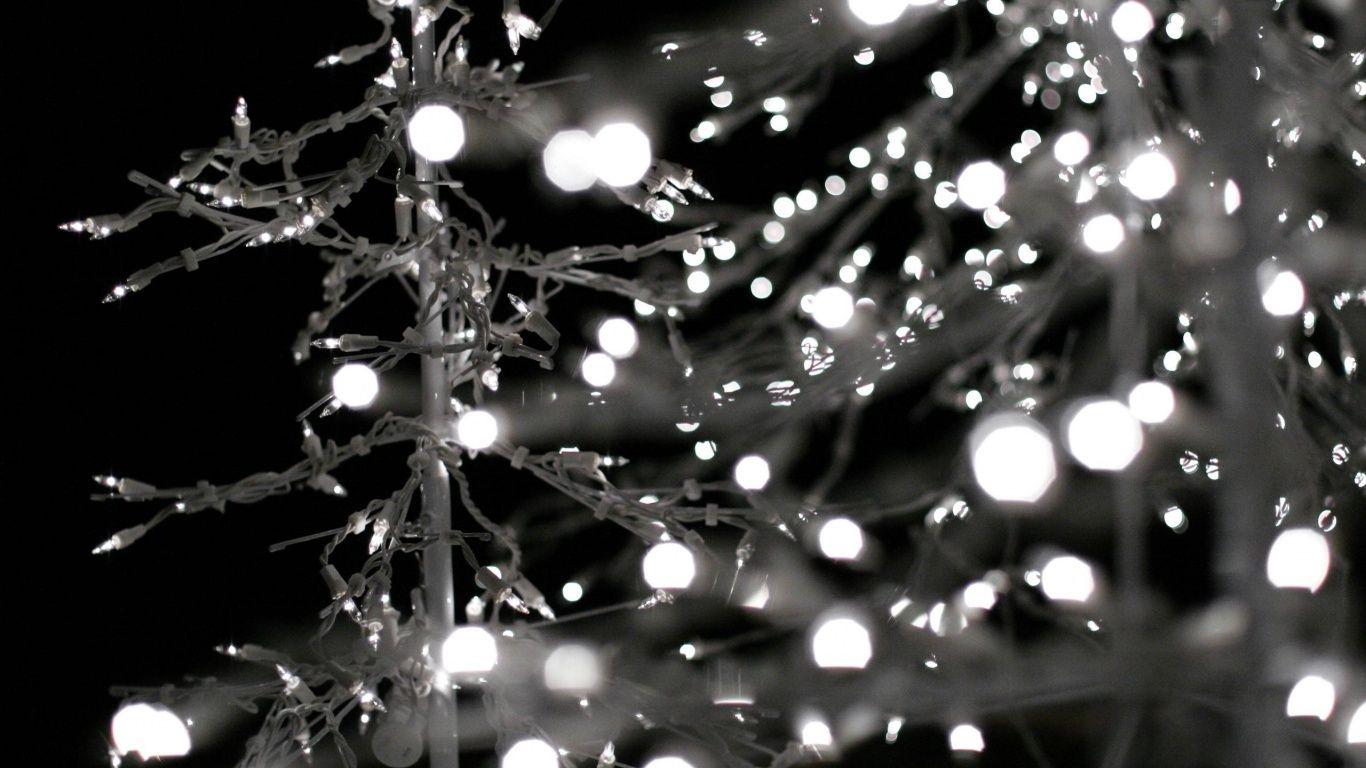 1366x768 Christmas Lights Monochrome desktop PC and Mac wallpaper