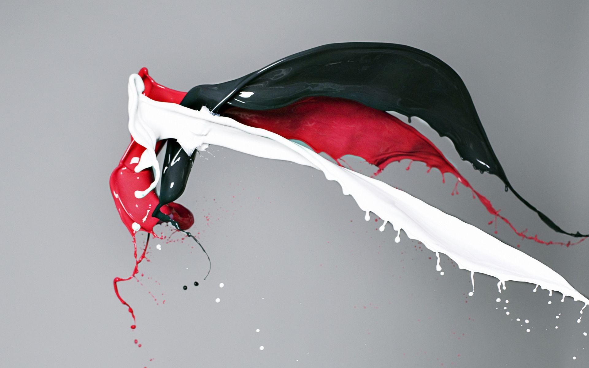 1920x1200 Red, white and black paint colliding HD Wallpaper (1920x1200)