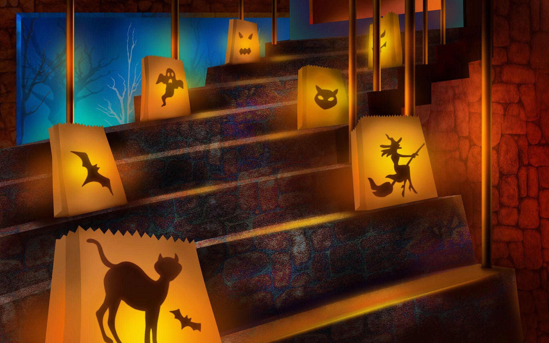 1920x1200 Halloween Decorated Stairs Wallpaper
