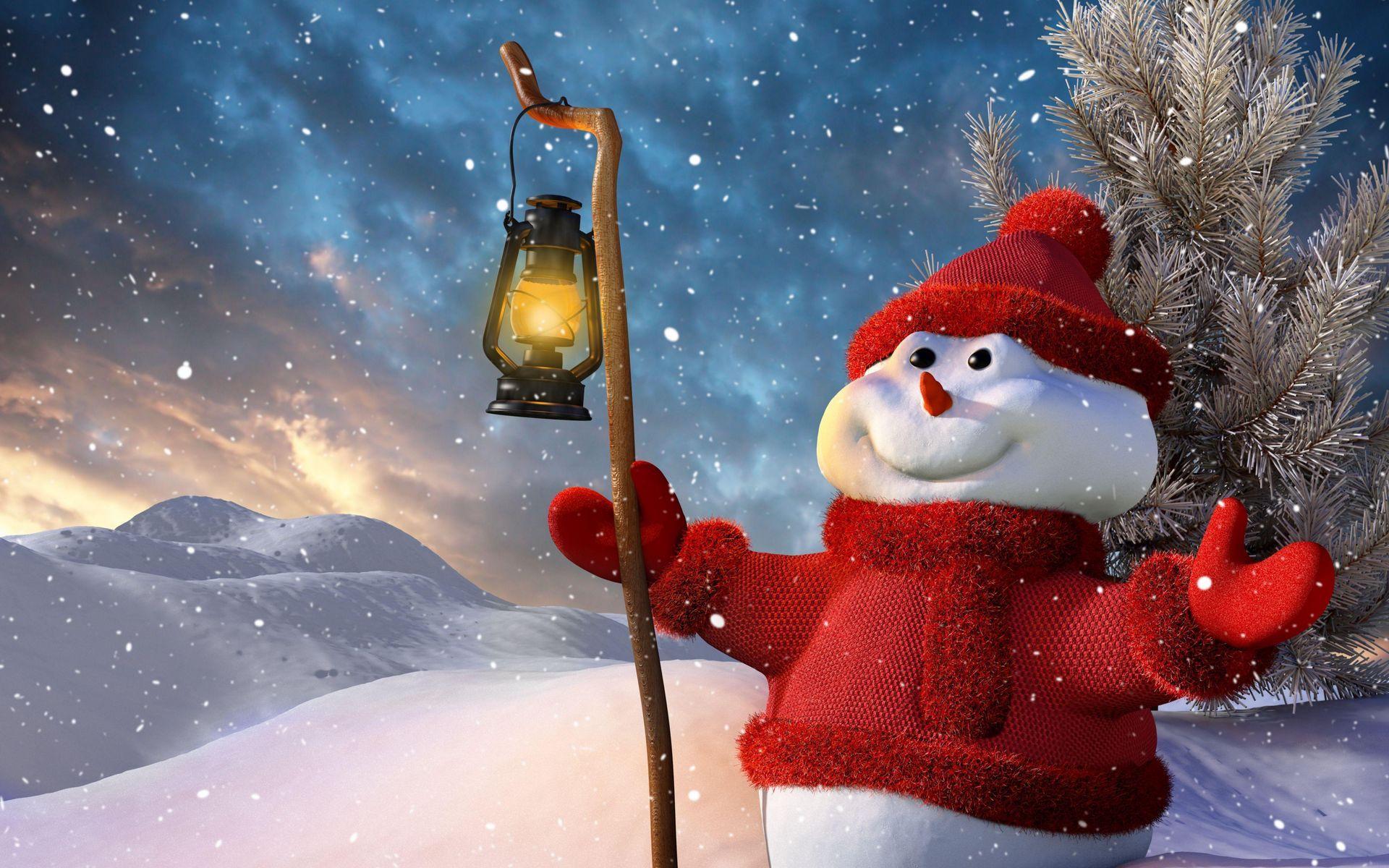 1920x1200 Download wallpaper 1920x1200 new year, christmas, snowman, lamp