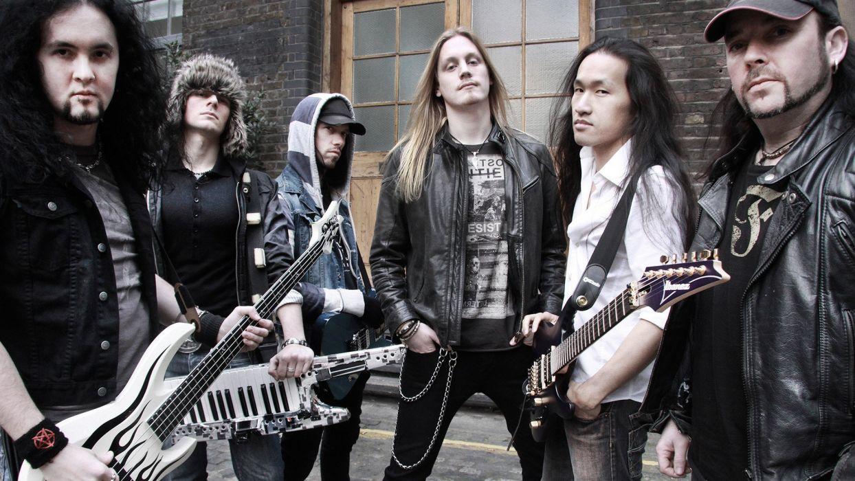 1244x700 DRAGONFORCE speed power metal heavy progressive guitar wallpaper