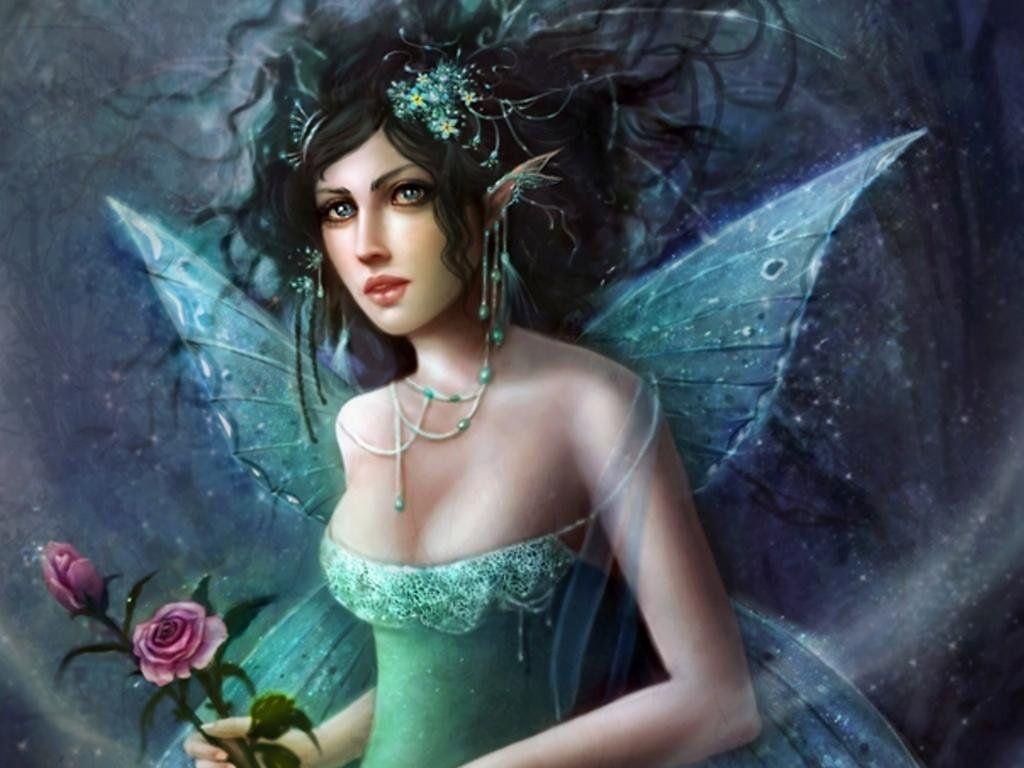 1024x768 Blue fairy wallpaper