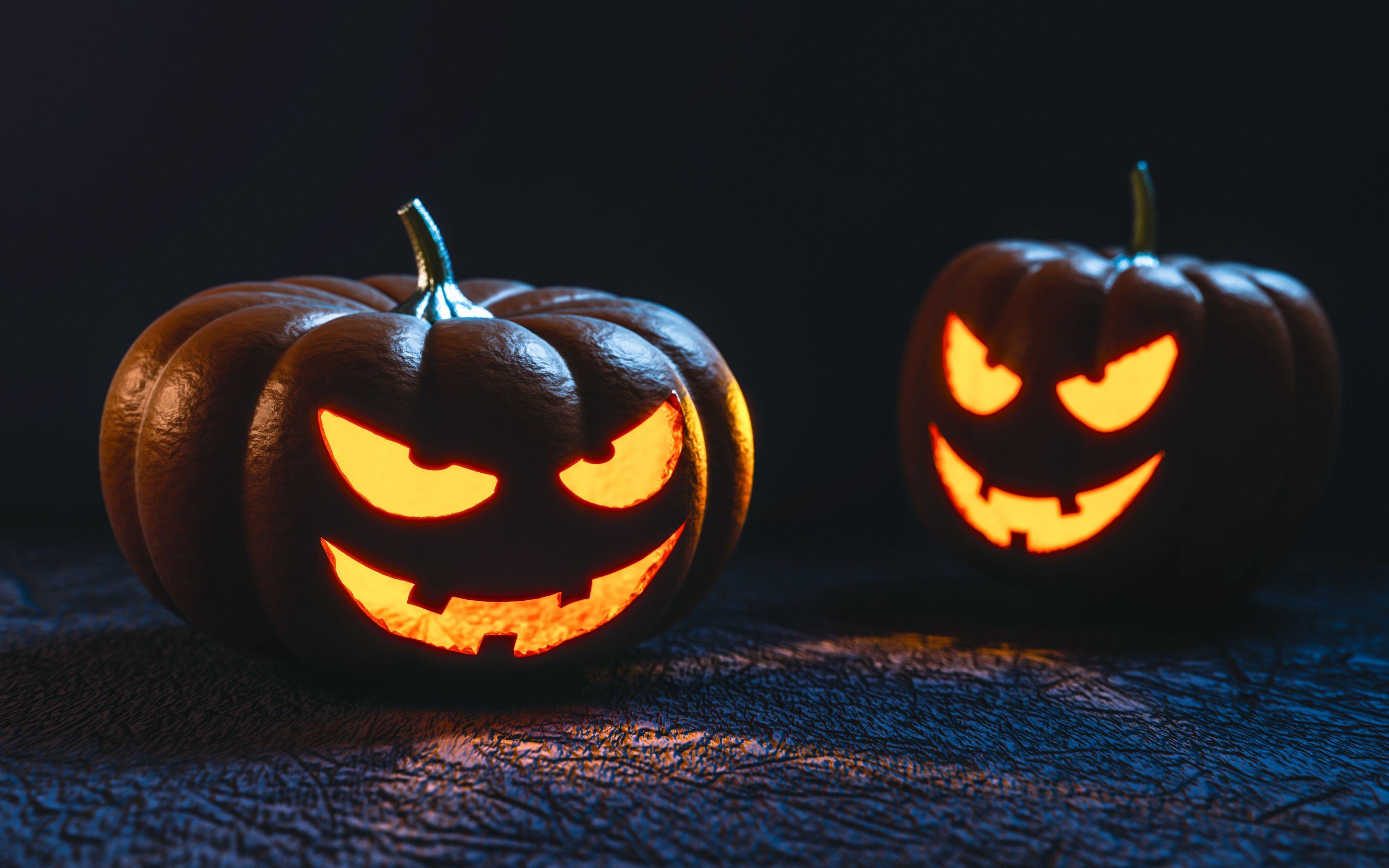 3840x2400 Download wallpaper 3840x2400 pumpkin, halloween, mask 4k ultra HD