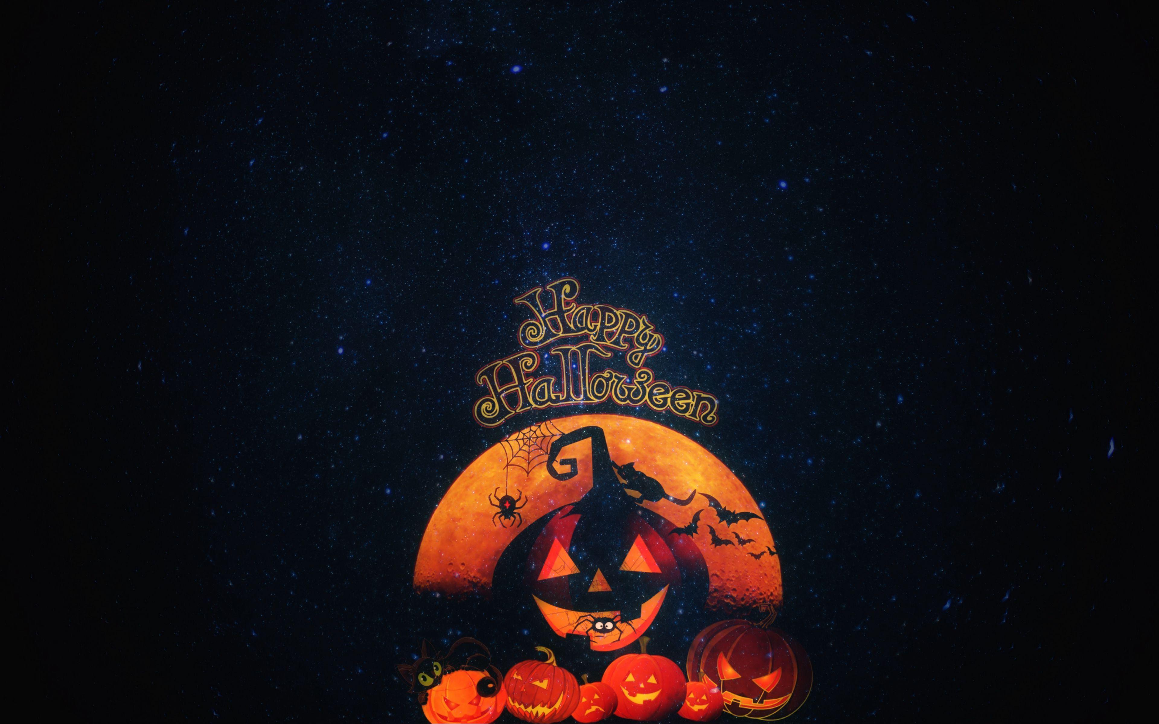 3840x2400 Download wallpaper 3840x2400 halloween, pumpkin, autumn, cat