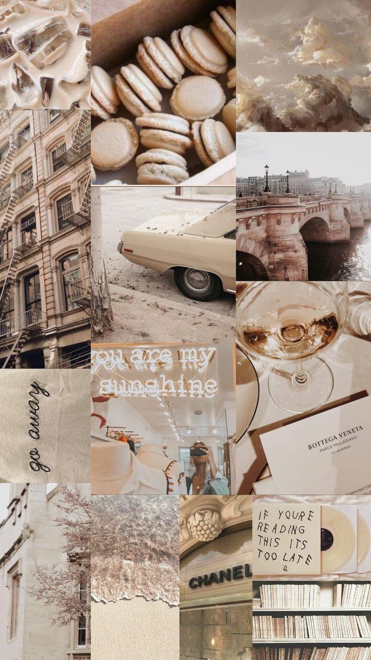 735x1309 Beige Aesthetic Wallpaper