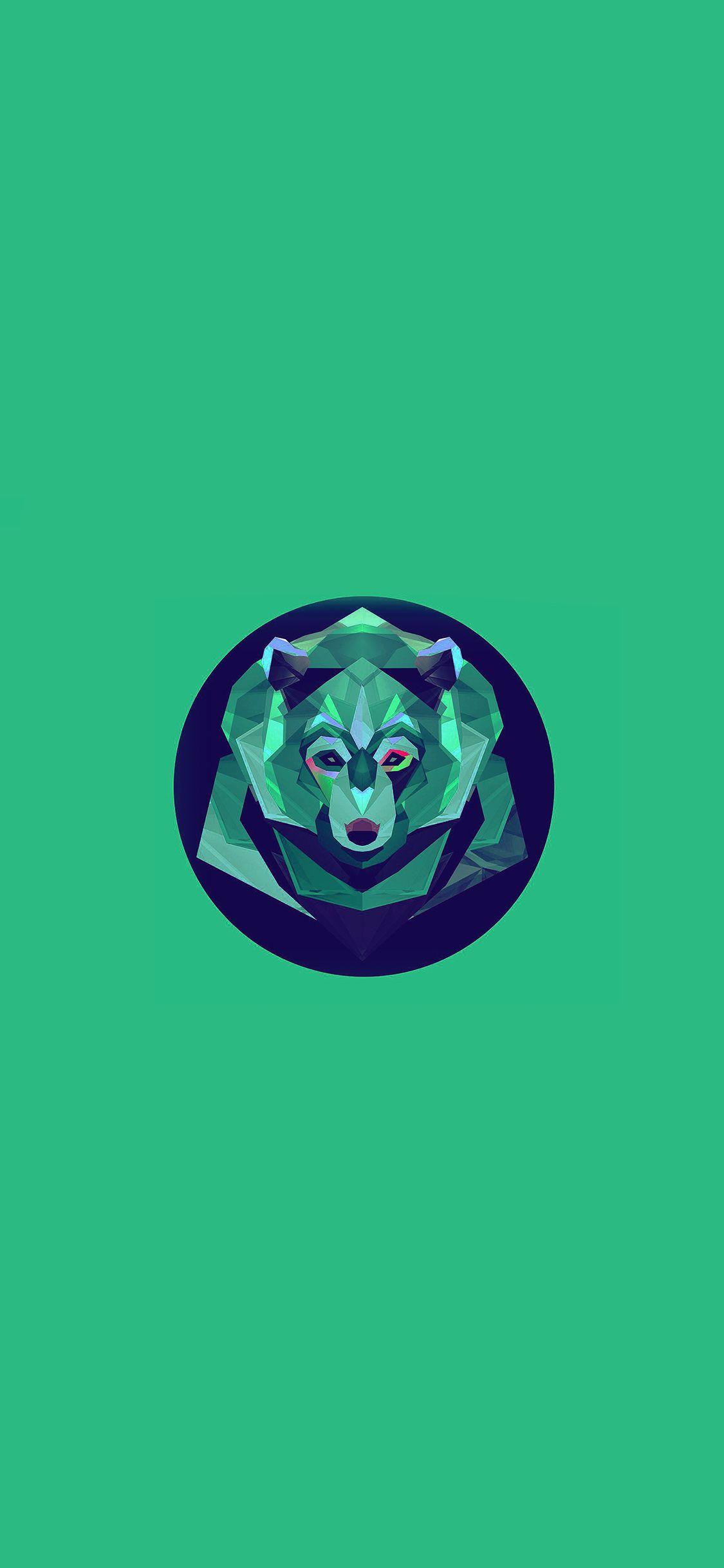 1125x2436 Bear Polygon Art Animal Green Wallpaper