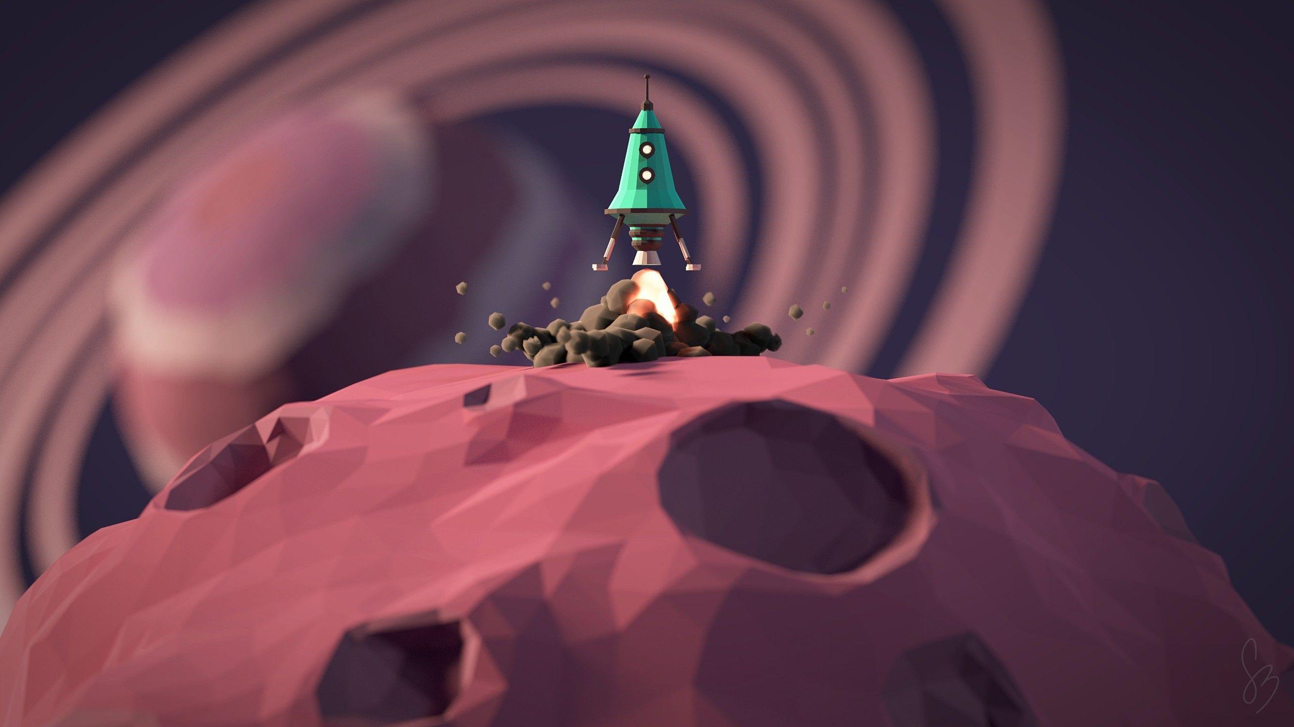 2560x1440 Low Poly Spaceship HD Wallpaper. Background Imagex1440