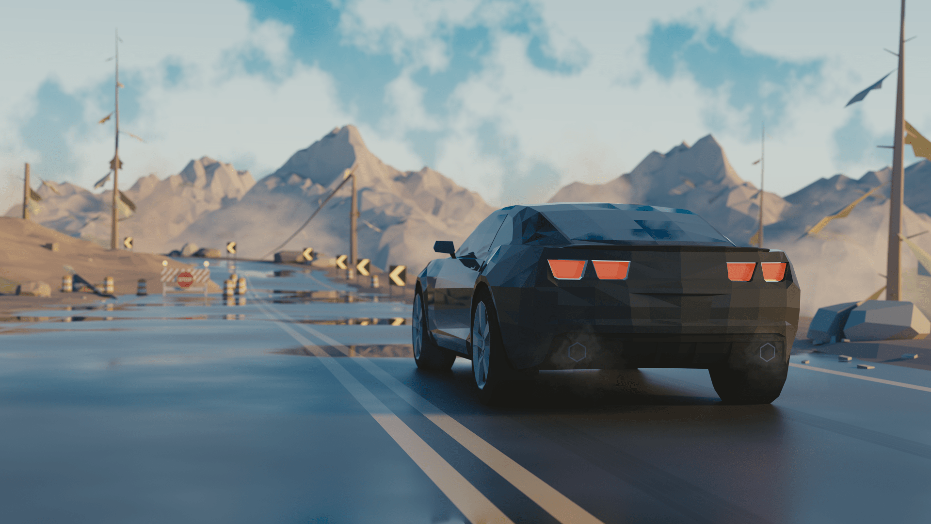 1920x1080 Wallpaper Low Poly, Chevrolet Camaro, 3D, 4K, Art