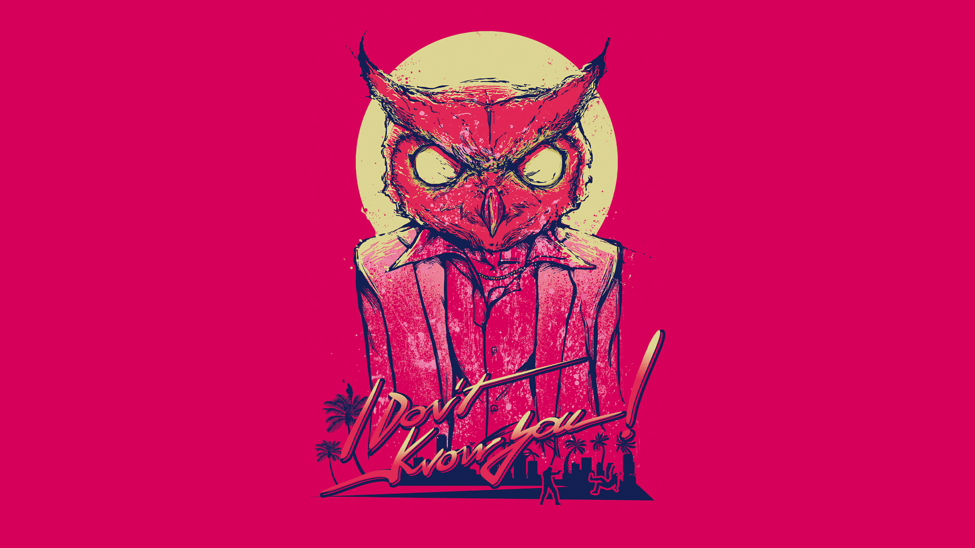 1920x1080 #video games, #pink, #owl, #Hotline Miami, wallpaper
