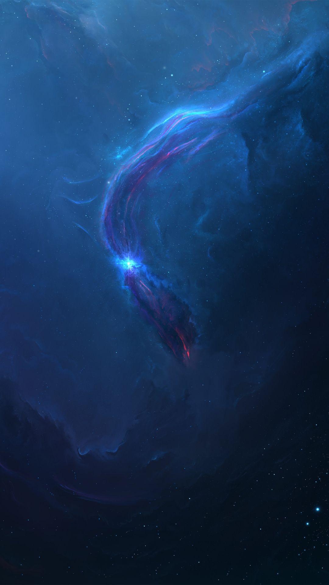 1080x1920 Desktop Wallpaper Blue Nebula, Space, Dark, Clouds, 5k, HD Image
