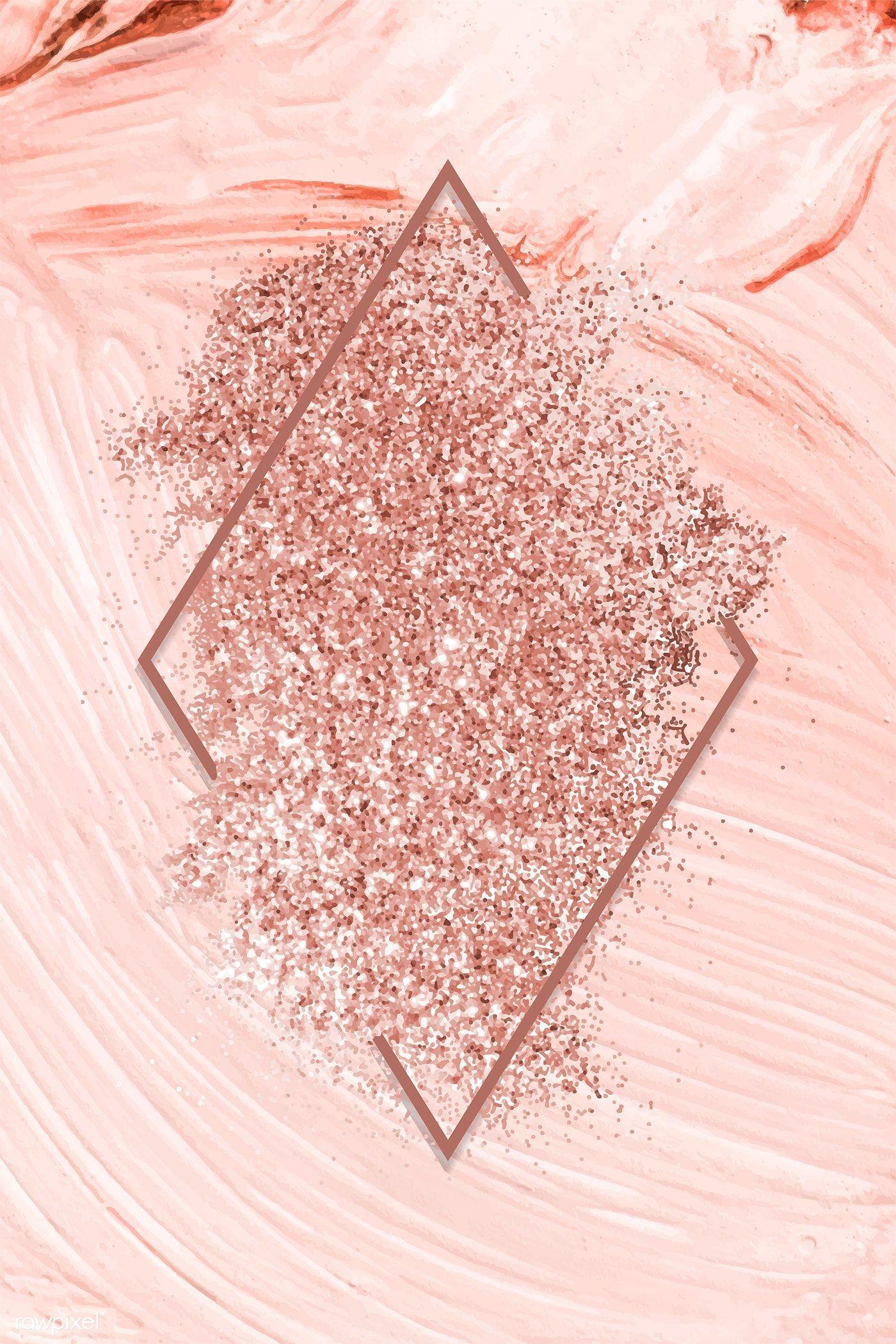 1400x2100 Pink gold glitter with a brownish red rhombus frame on a pastel