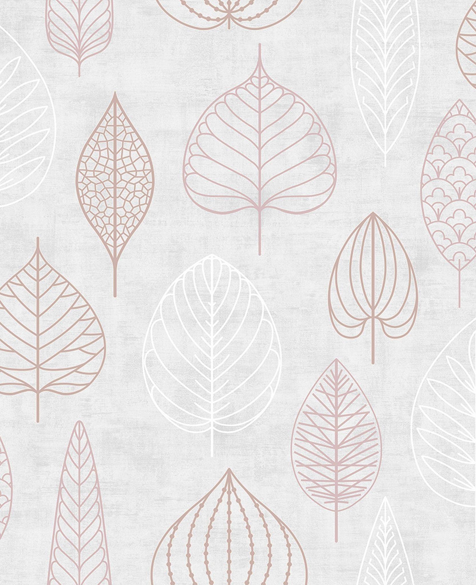1667x2048 Nordic Leaf Rose Gold Wallpaper Inn Store
