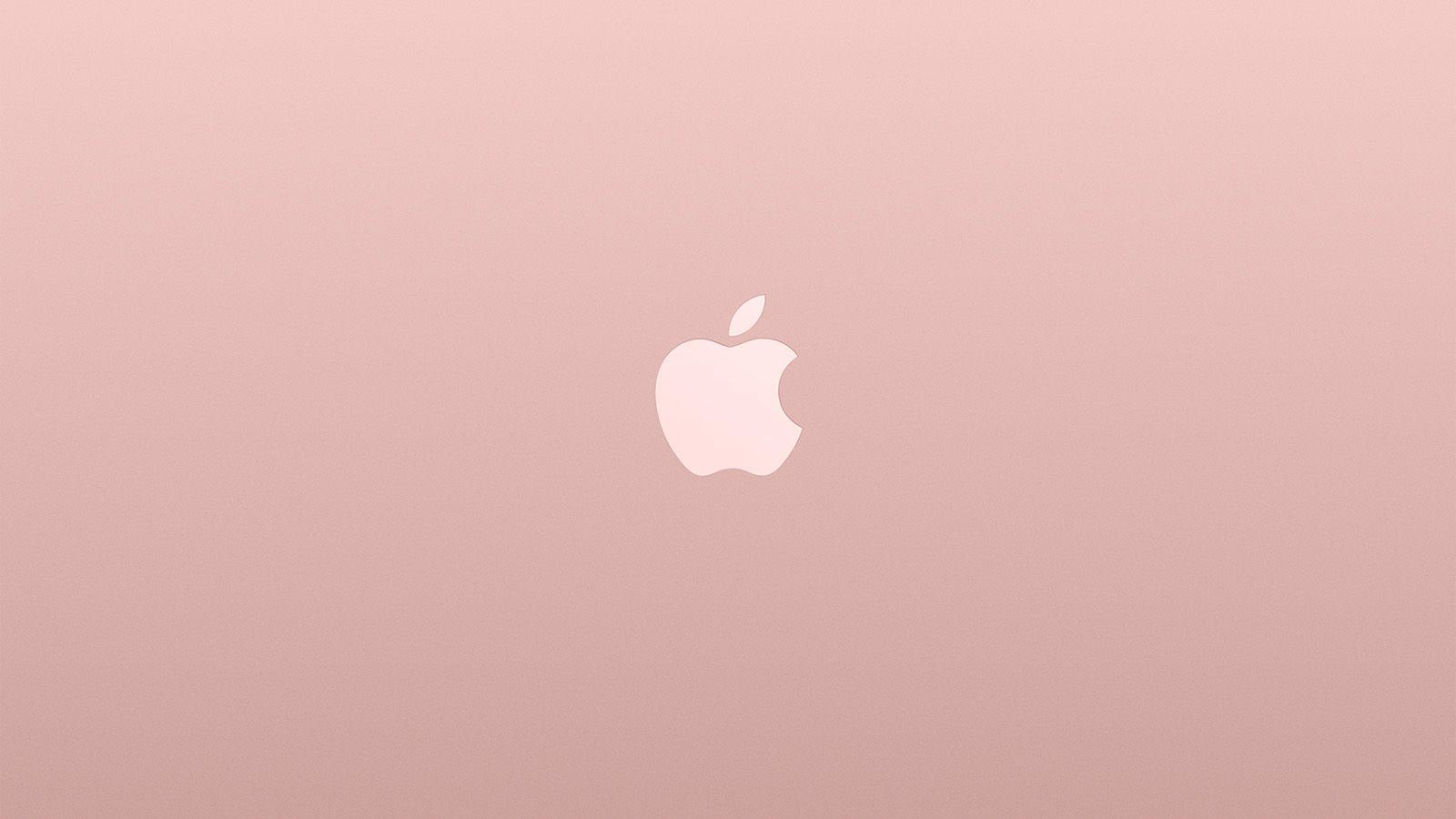 1600x900 Logo Apple Pink Rose Gold White Minimal Illustration Art
