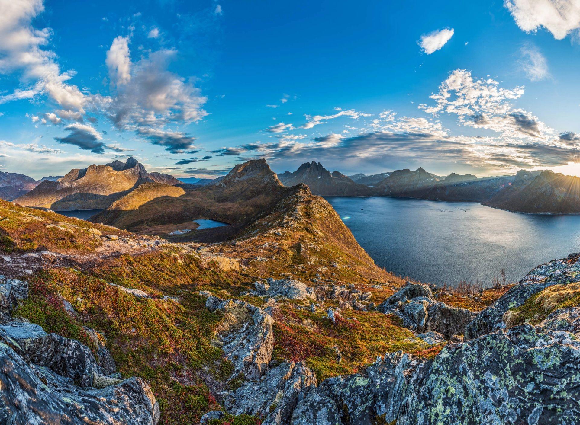 1920x1408 image Norway Senja Island Nature mountain Sky Lake Clouds 1920x1408