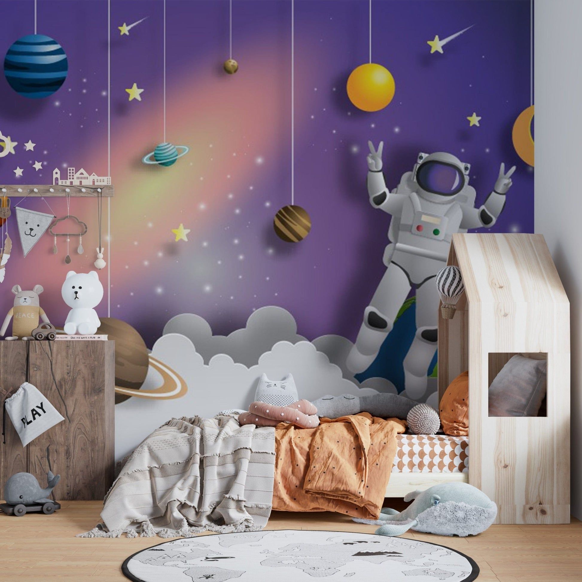 1946x1946 3D Astronaut in Space on Mission Kids Room Wallpaper Wall Murals