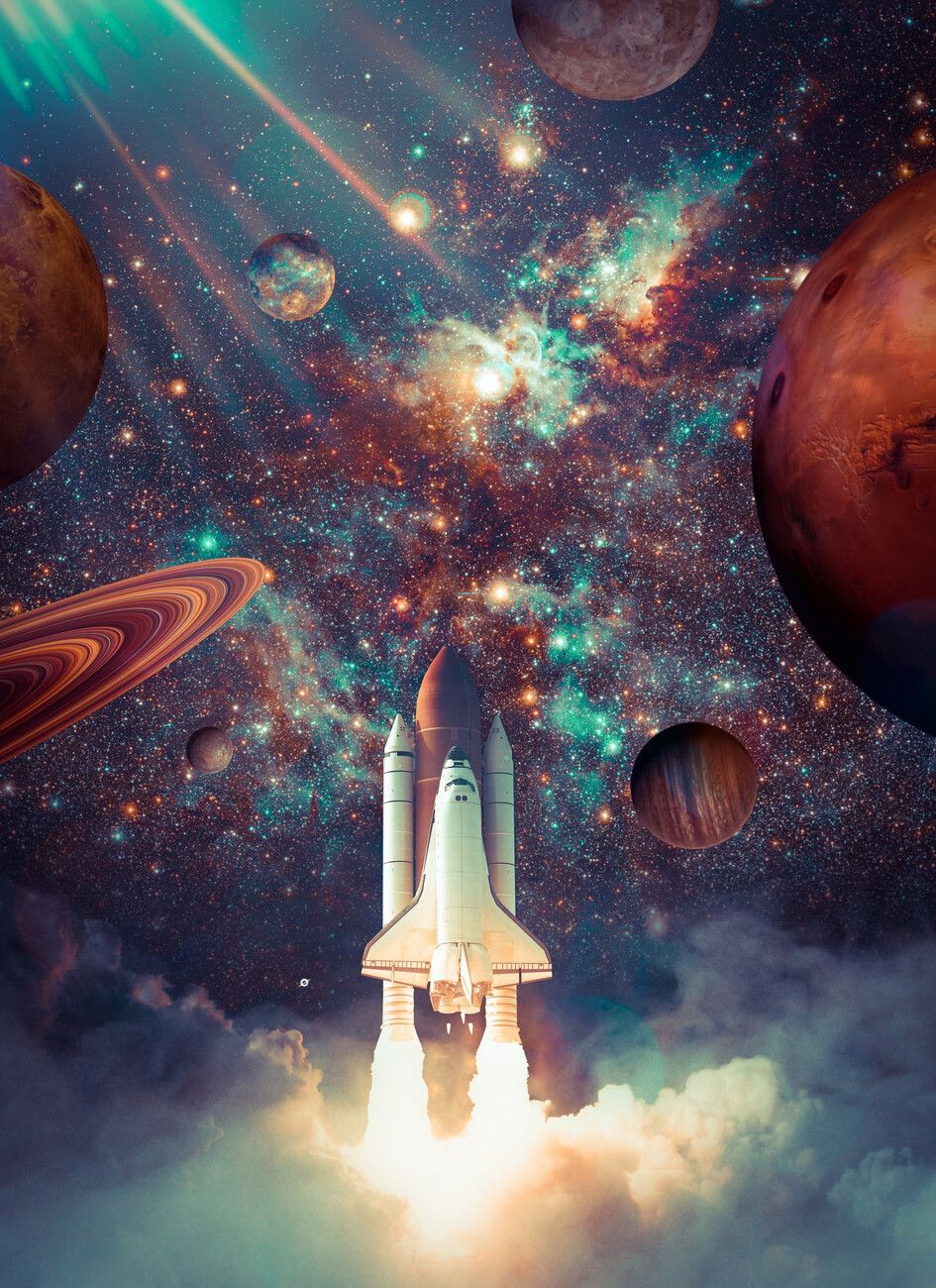 945x1300 Poster Rocket launch mission into the universe. Wall Art 1 FREE