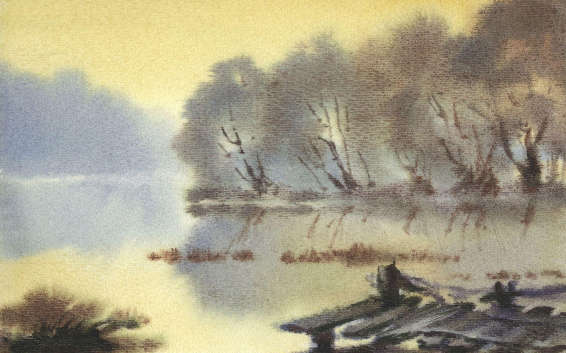 1920x1200 Watercolor Landscape Hand Painted Wallpaper (2)