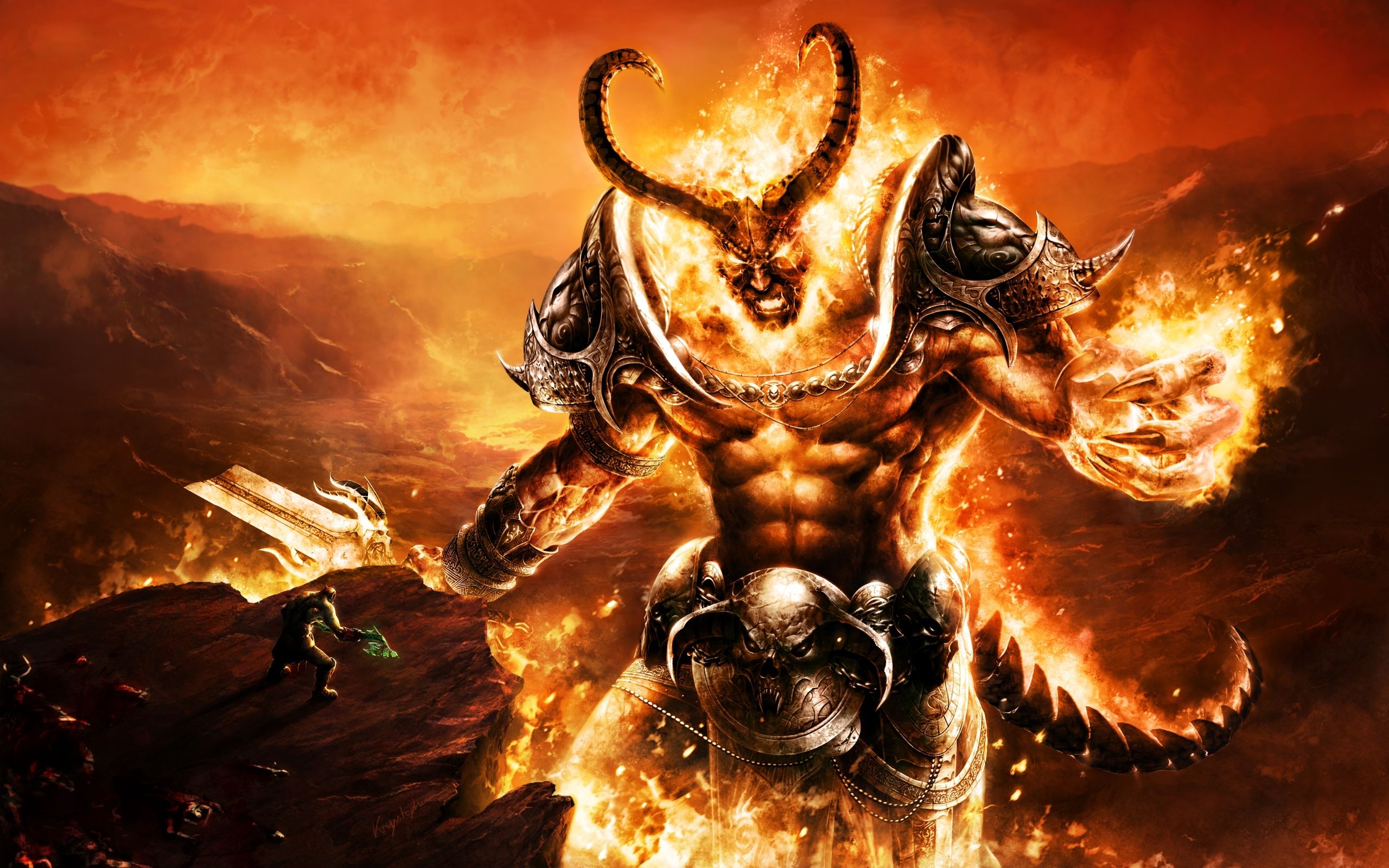 2560x1600 Fiery Demon Warrior HD Wallpaper. World of Warcraft Battle Furyx1600