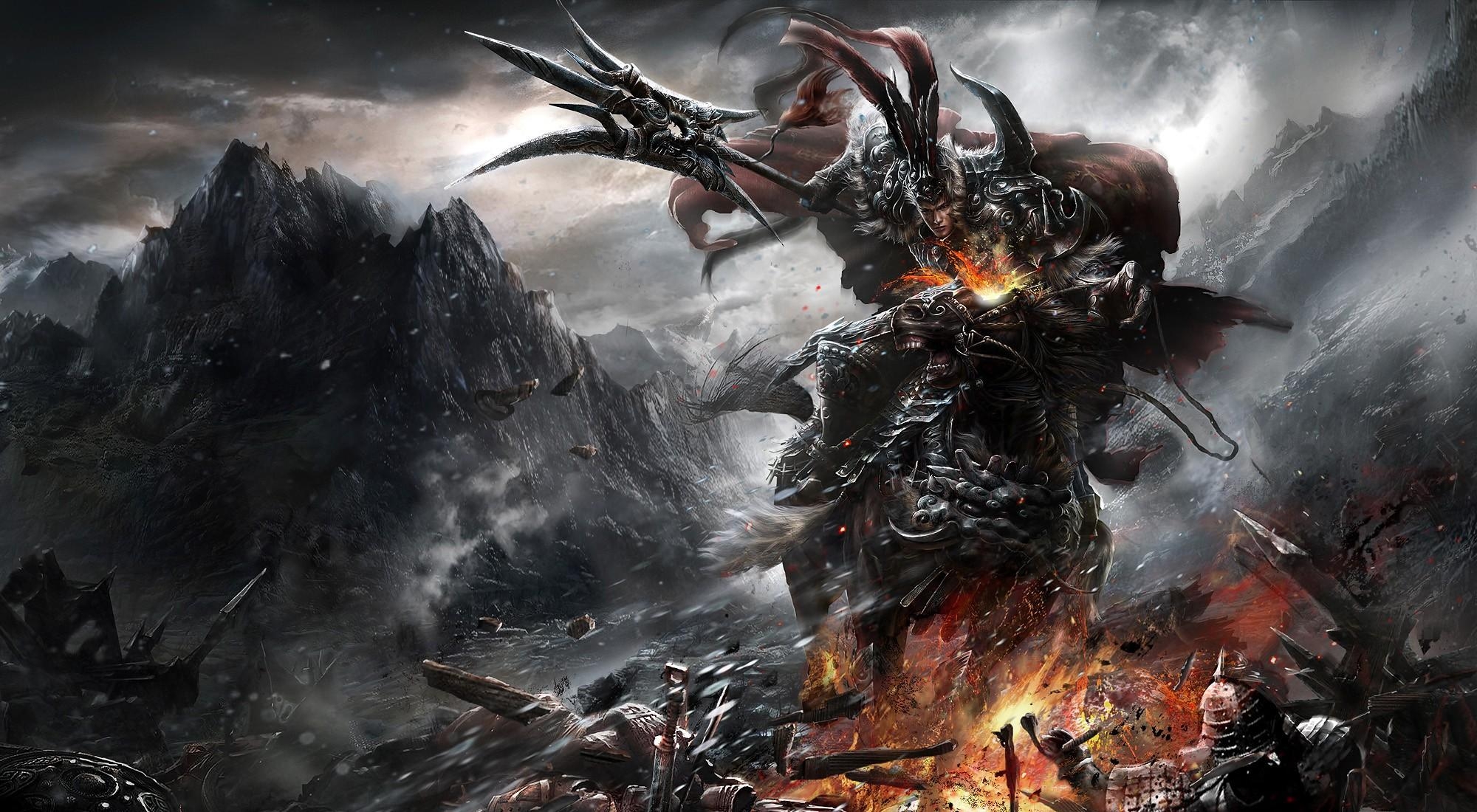 2000x1100 monster, fire, war Wallpaper, HD Fantasy 4K Wallpaper, Image and Background