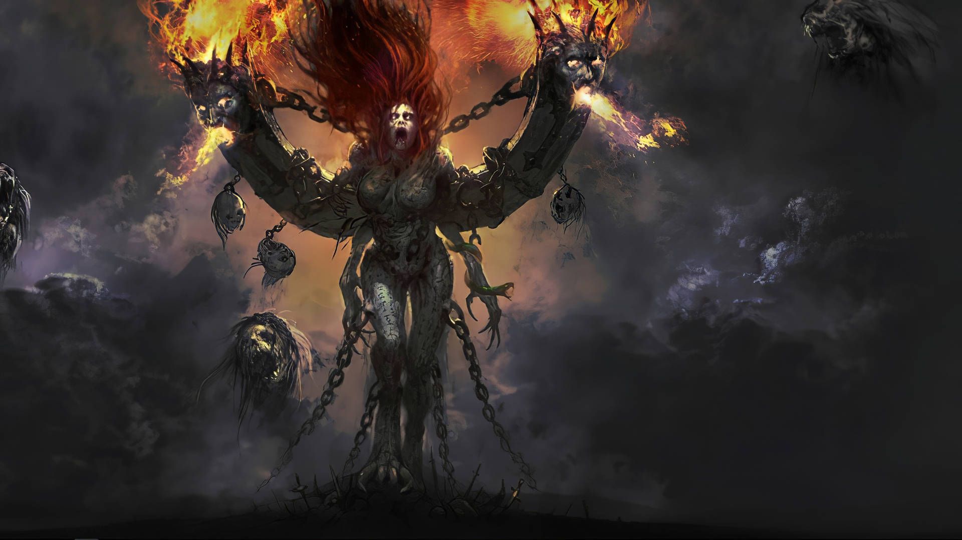 1920x1079 Diablo 4 Monster With Fire Wallpaper