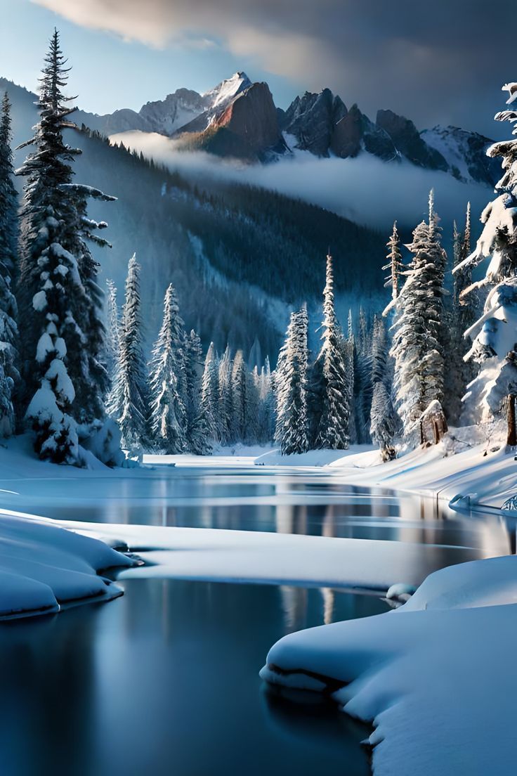 736x1104 Frozen Taiga Tranquility: Mobile Wallpaper