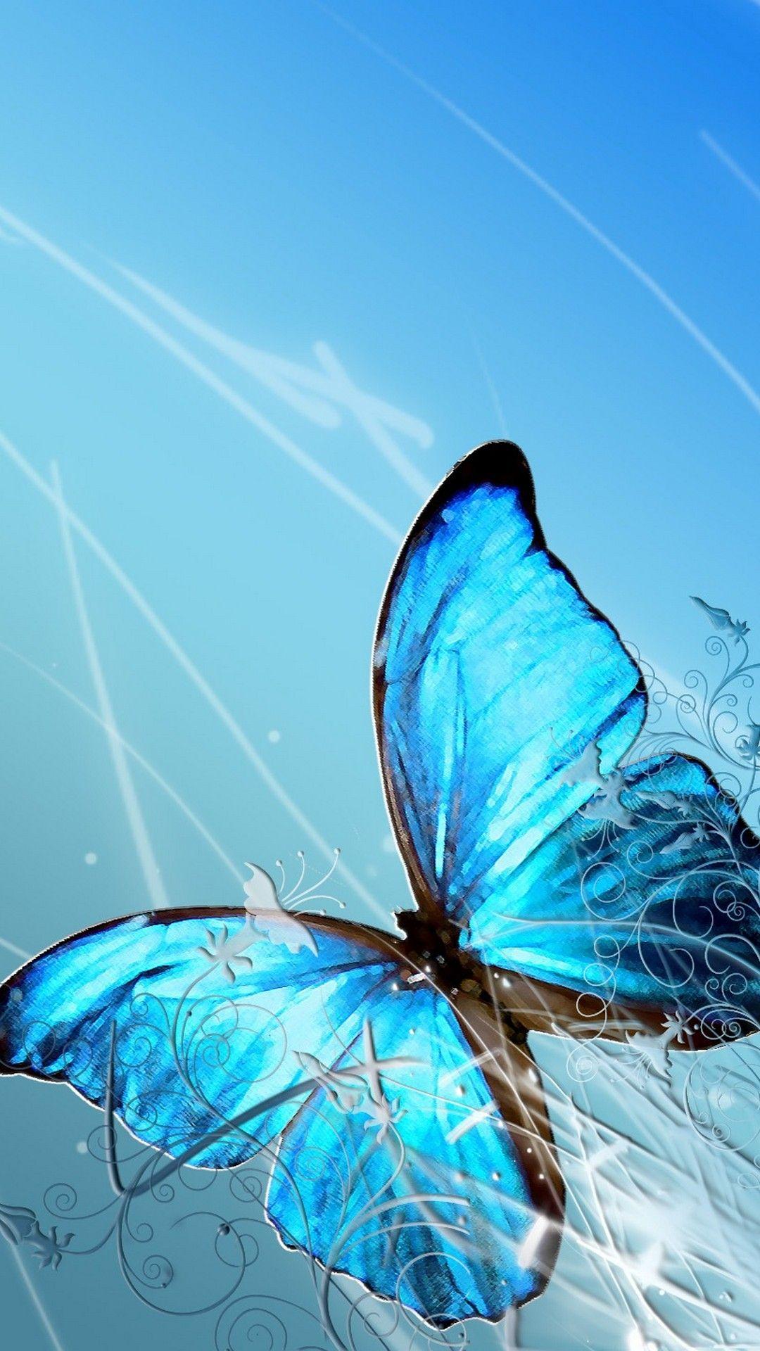 Hình nền con bướm xanh 1080x1920