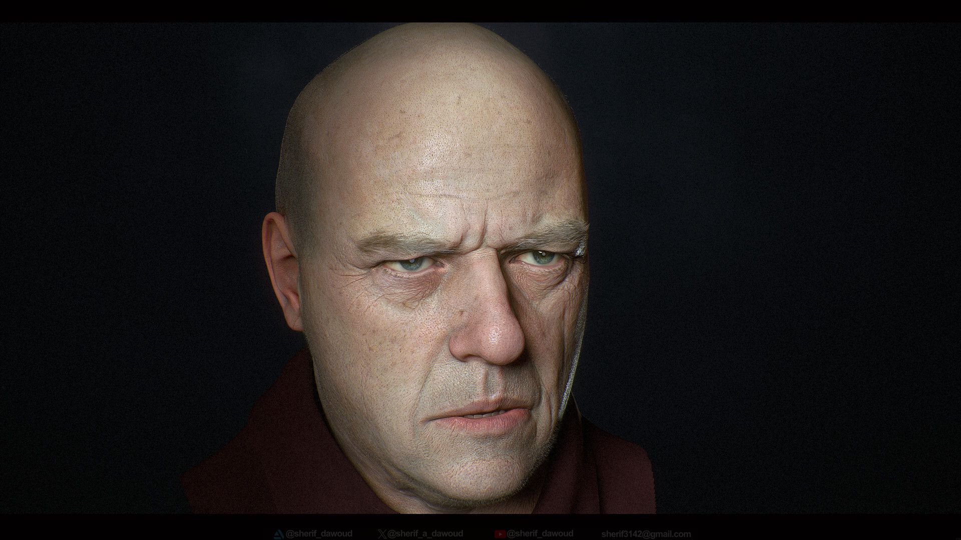 1920x1080 Realistic 3D Portrait of Hank Schrader from Breaking Bad