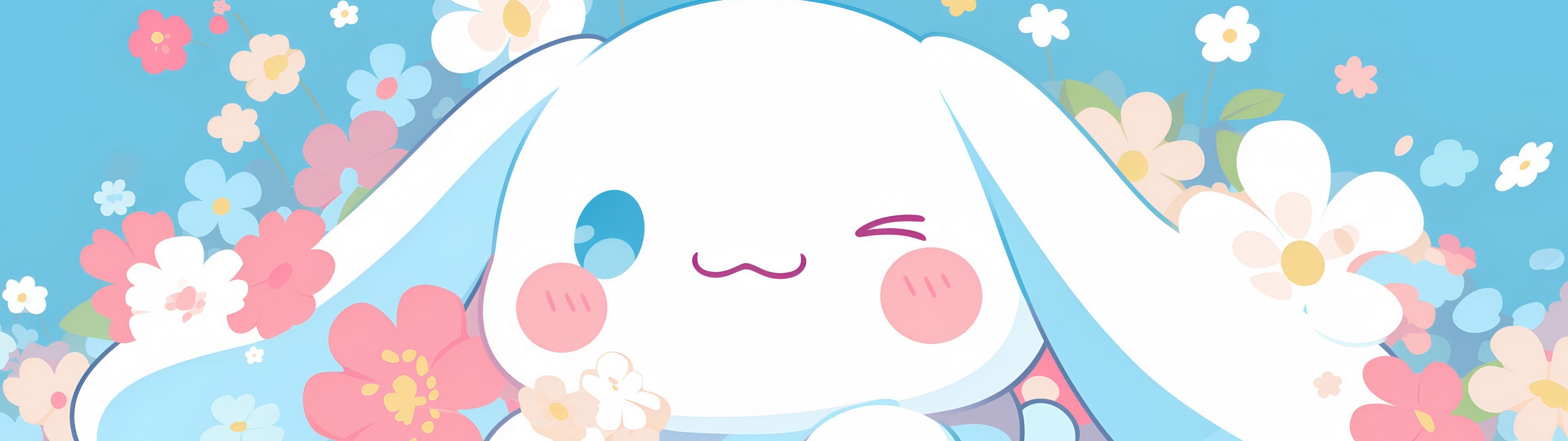 3840x1080 Cinnamoroll Wallpaper 4K, Sanrio, Cute cartoon, Floral